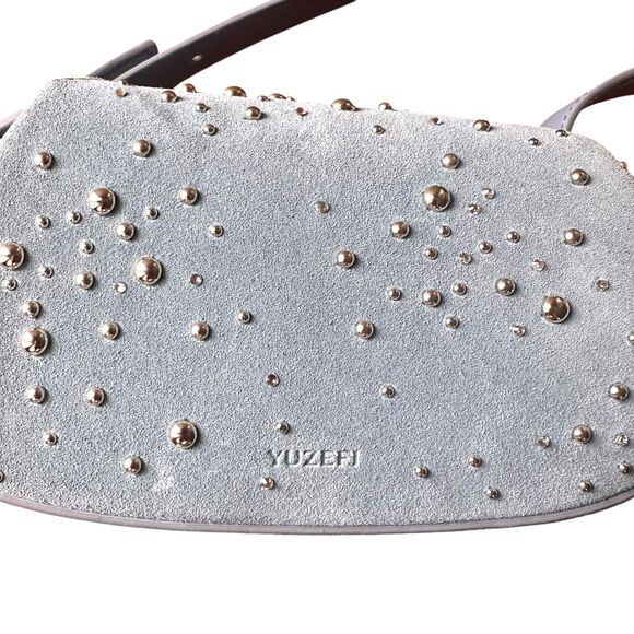 YUZEFI Dinner Roll Studded Handle Bag Light Blue NWOT - Picture 5 of 7